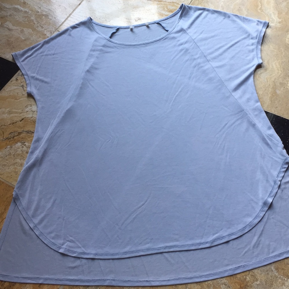 Powder Blue tunic/rounded hem front/slit/long back